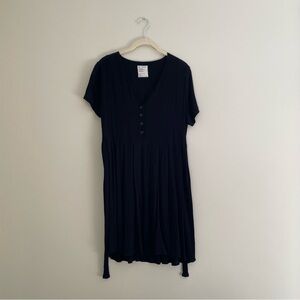 For Days Black Short Sleeve Dress with Tie Waist